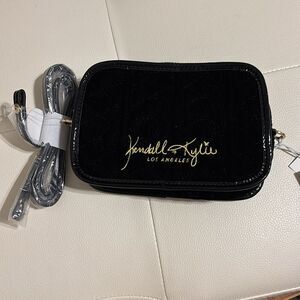 Kendall & Kylie Black Quilted Velvet Crossbody Bag